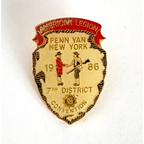 1986 Penn Yan NY American Legion 7th District Convention Medal Badge Pin 1.3" - Picture 1 of 4